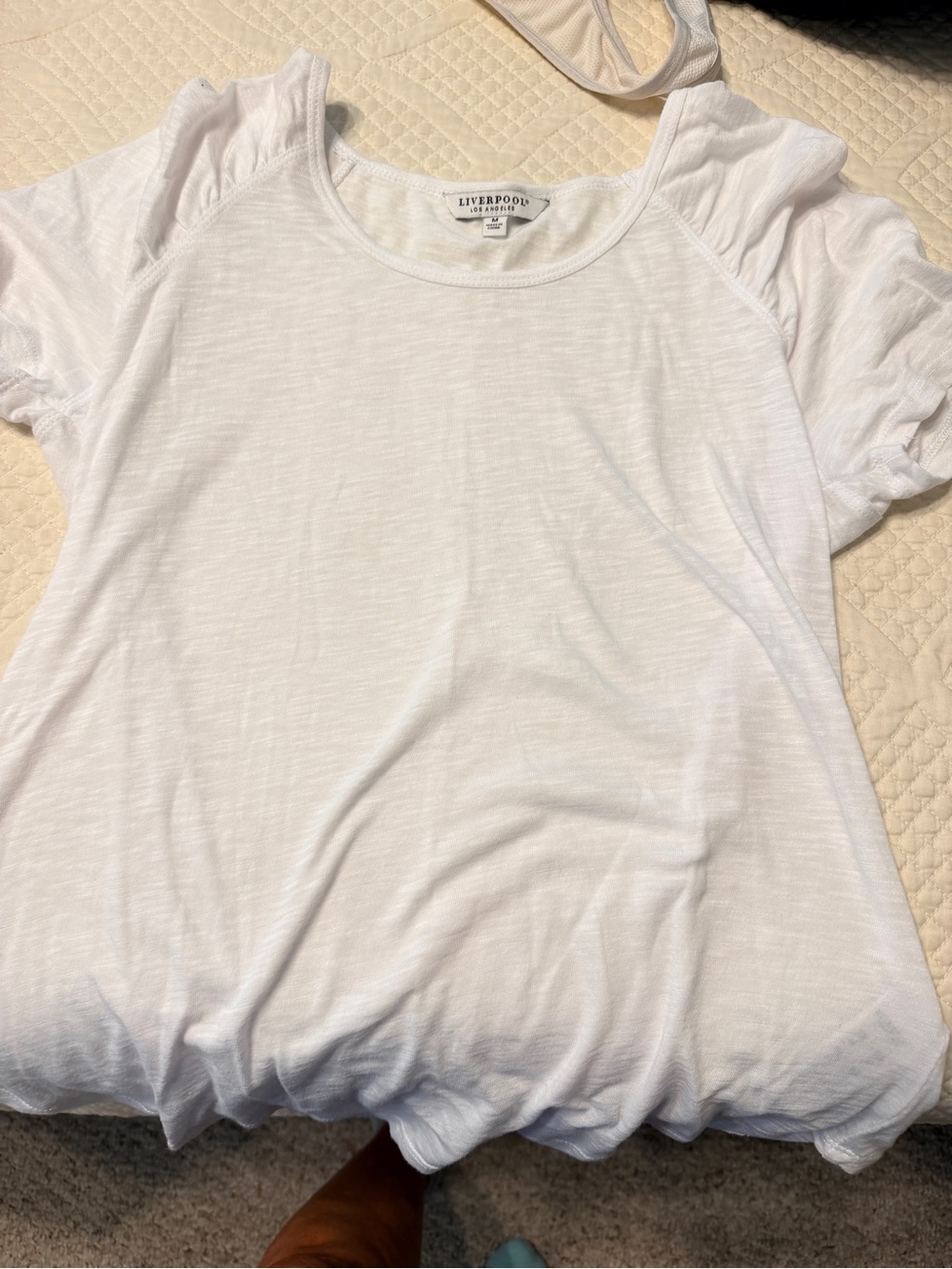 Liverpool White Short Sleeve Scoop Neck Top